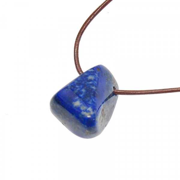 Lapislazuli Trommelstein als Anhänger gebohrt