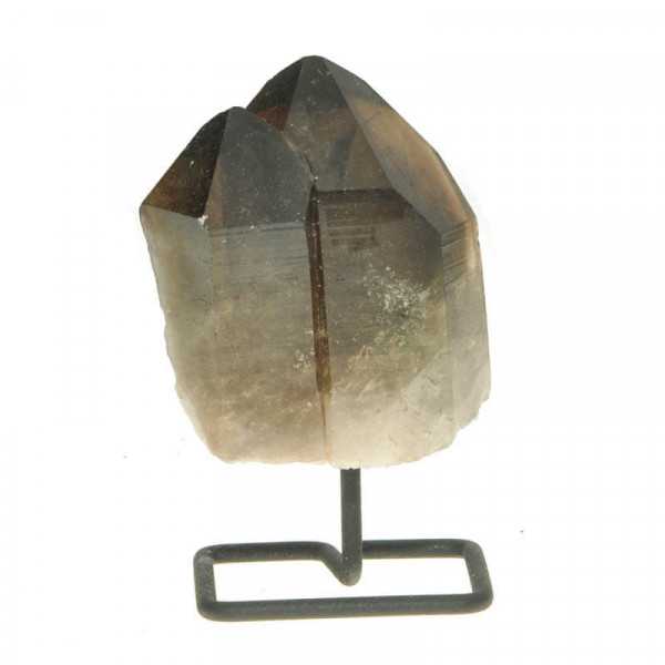 Rauchquarz Spitze auf Metallsockel