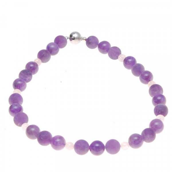 Steinkette aus Amethyst mit Rosenquarz