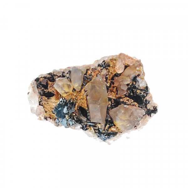 Rutilquarz Bergkristall mit goldgelben Rutilen und Hämatit